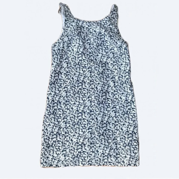 Zara TRF Navy Daisy Mini Dress Deep V Ruffle Back shift dress - Picture 1 of 13